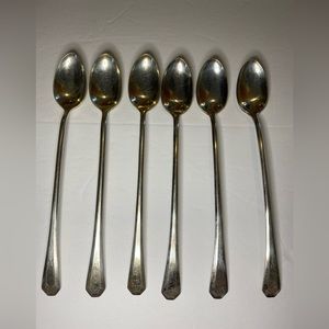6 Long Ice Tea Spoons WM Rogers Sons AA SilverPlate Flatware Vintage